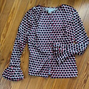 Max Studio polka dot button up blouse - Black, Red, XS